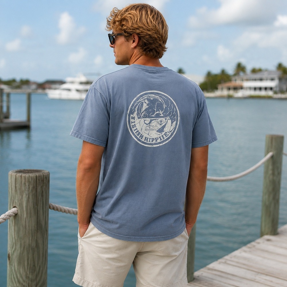 Fish Hippie Pair of Kings Graphic T Shirt Coastal Fishing Tee Men's Large Blue